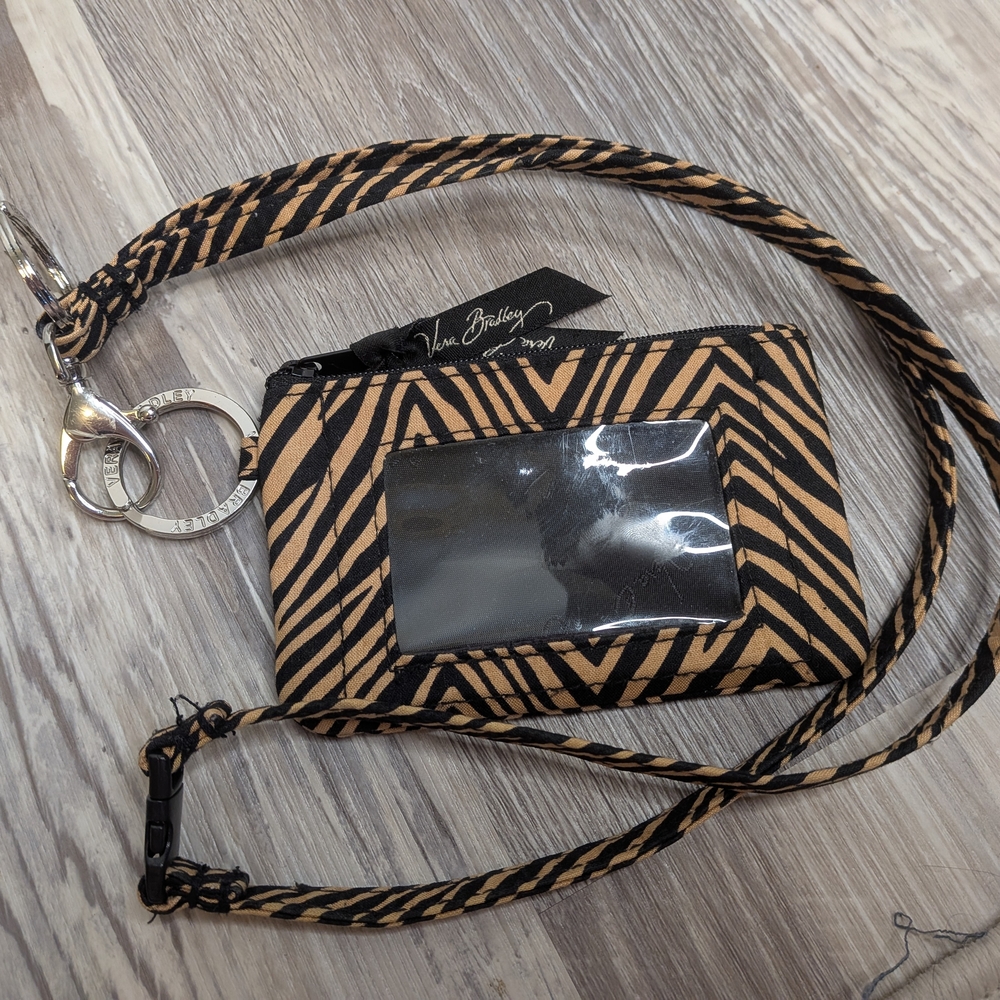 Vera Bradley Black and Tan Zebra Lanyard